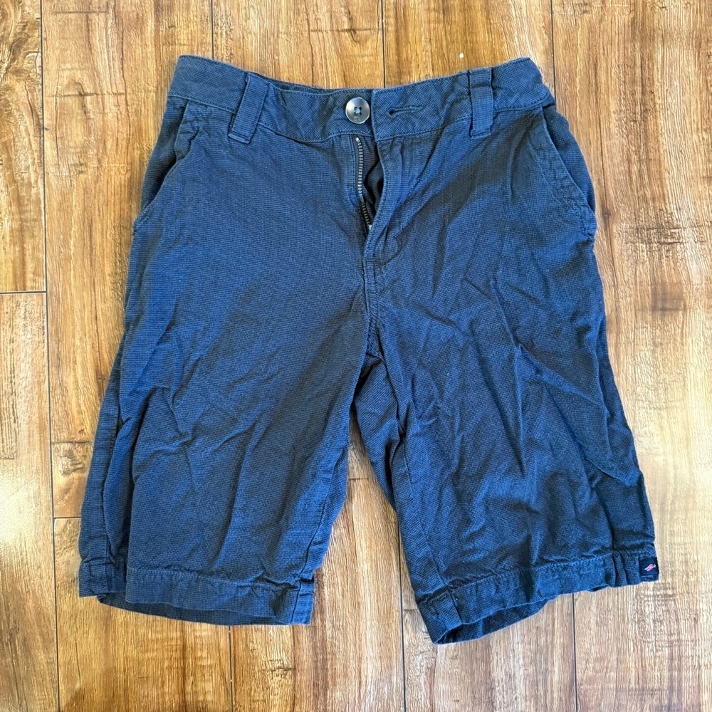 Tony Hawk Boys Black Gray Patterned Flat Front Cotton Shorts Adjustable Size 8
